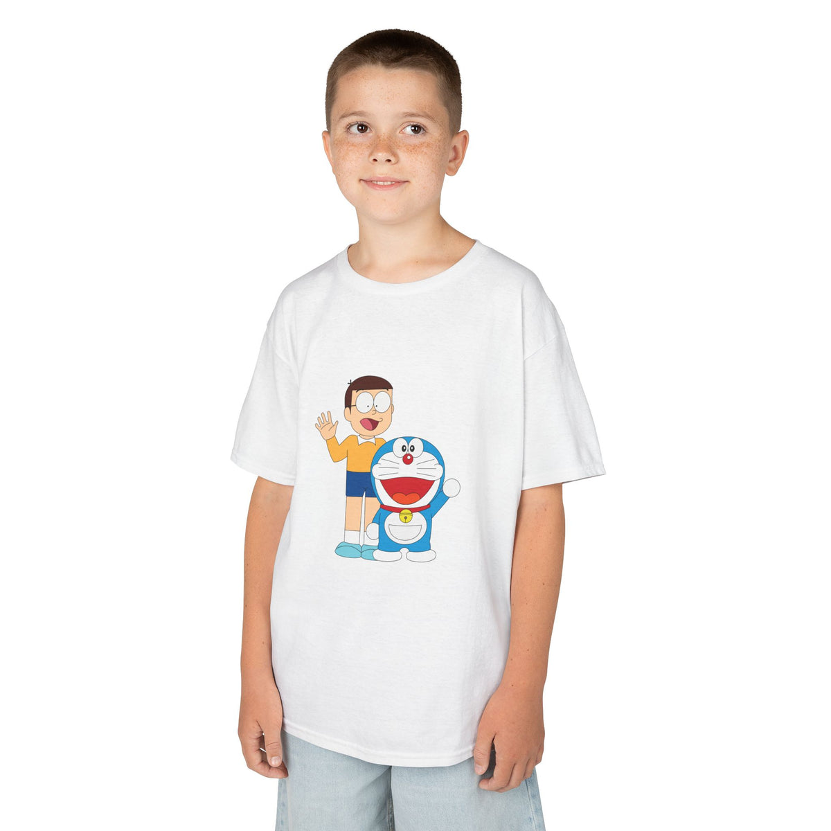 Kids Heavy Cotton Teal T-Shirt with a Graphic Design