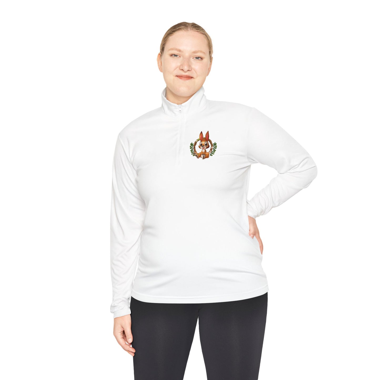 Classic Black Unisex Quarter-Zip Pullover with Crest Detail