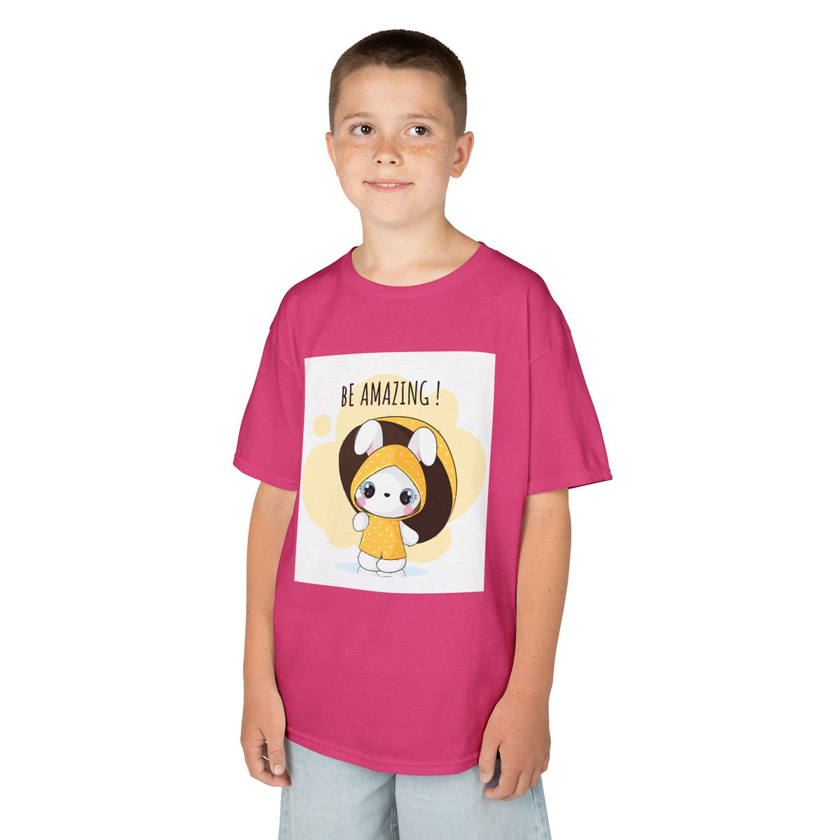 Yellow Kids Heavy Cotton t-shirt with a Cartoon Character