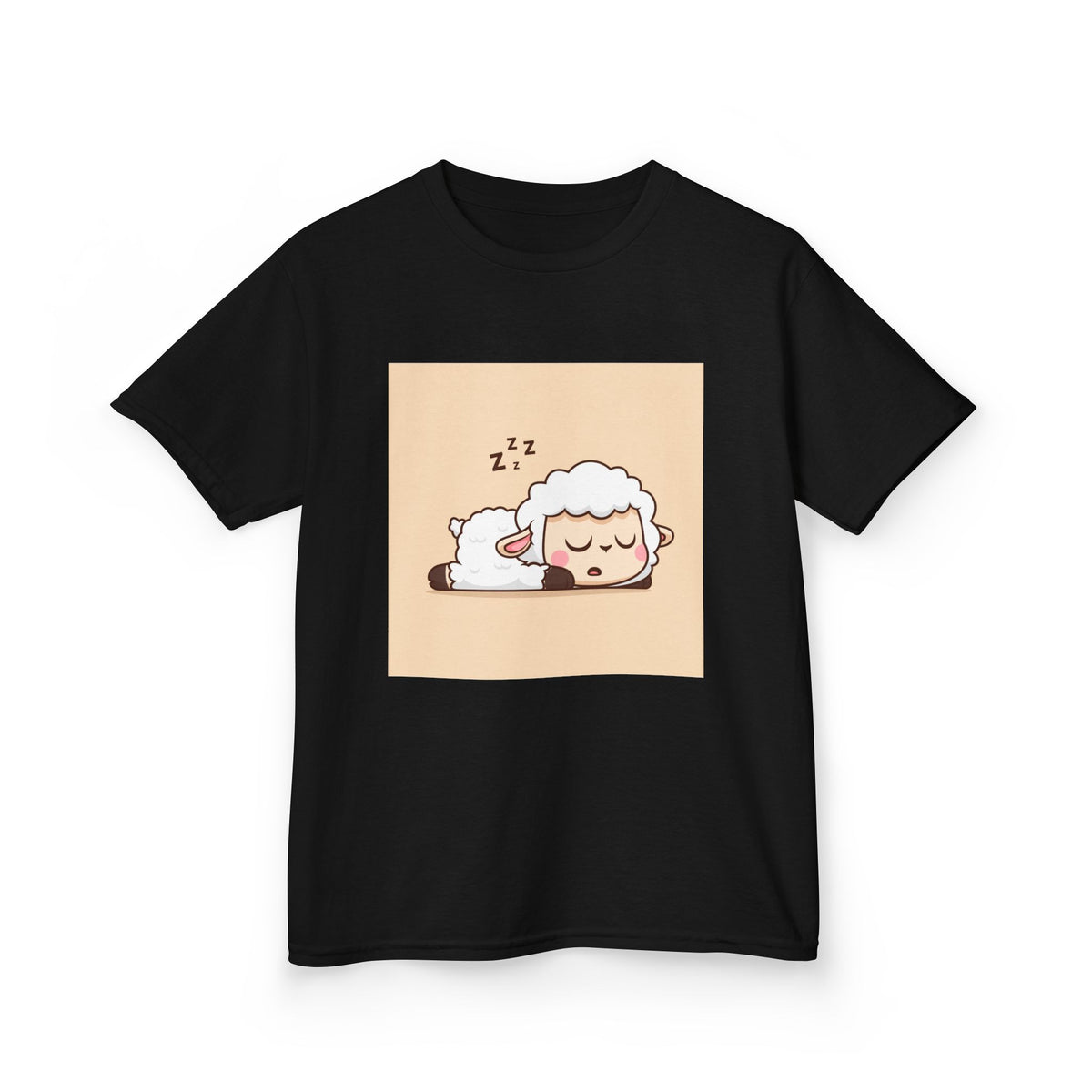 Sleeping Sheep Print Kids Heavy Cotton T-Shirt