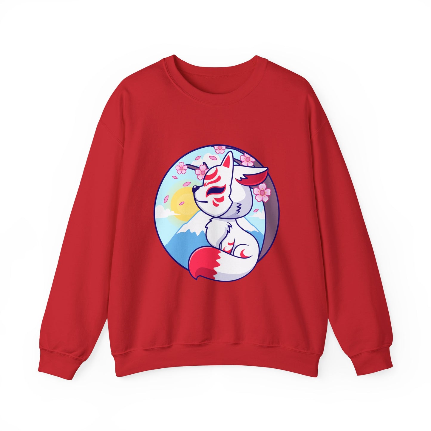 Kitsune Fox Mask Graphic Unisex Crewneck Sweatshirt