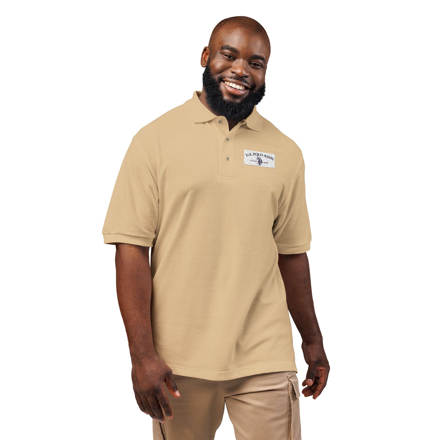Embroidered Calm Wave Polo Shirt  Minimal Coastal Logo Golf & Casual Polo