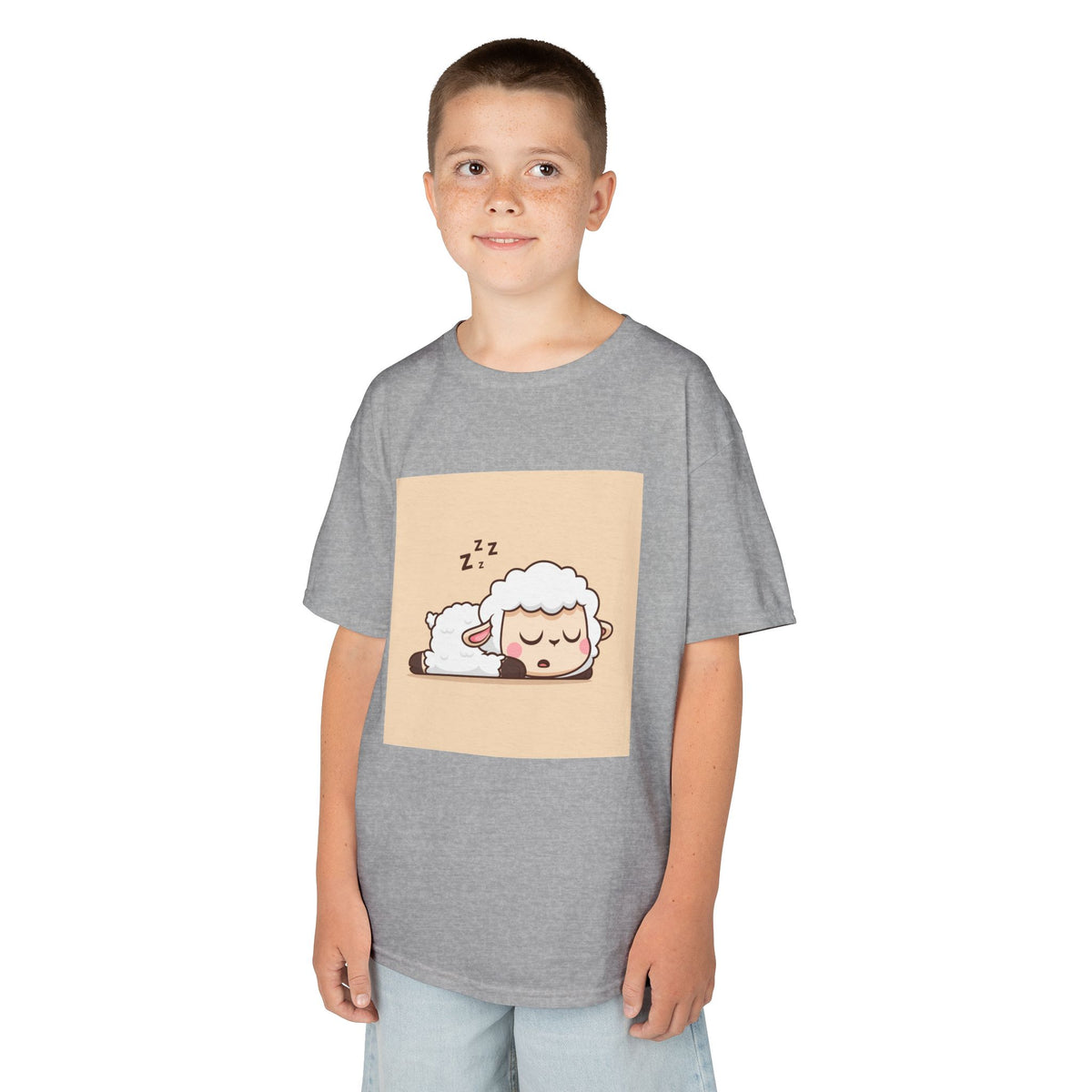 Sleeping Sheep Print Kids Heavy Cotton T-Shirt