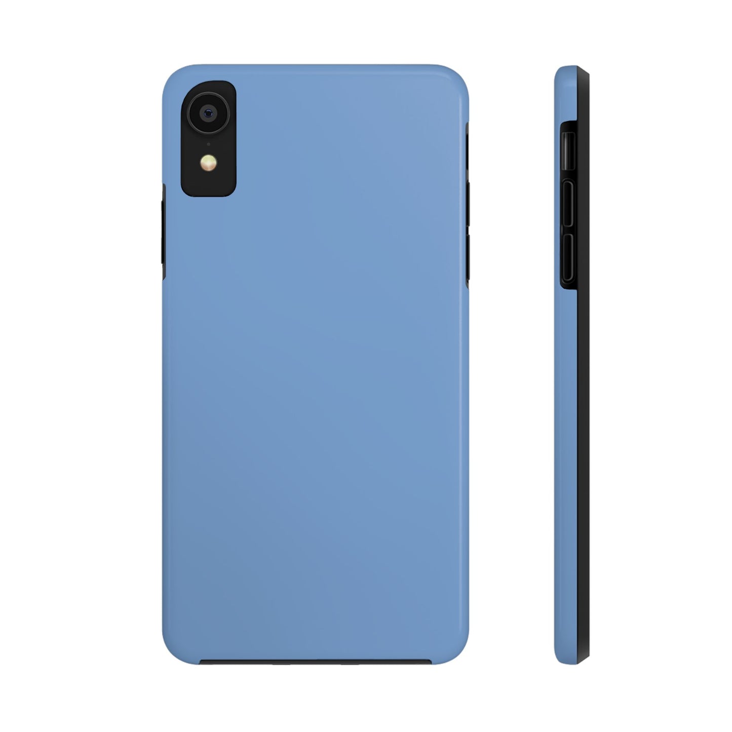 Blue phone case shown from multiple angles on a white background