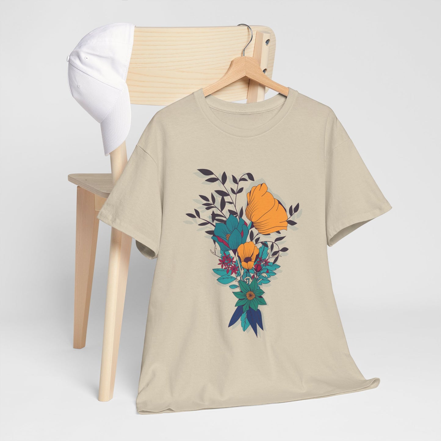 Women’s Heavy Cotton Graphic Tee Stylish Flower Print