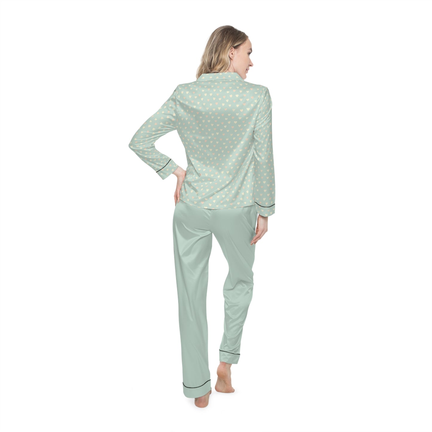 Women’s Satin Pajama Set with All-Over Print Design