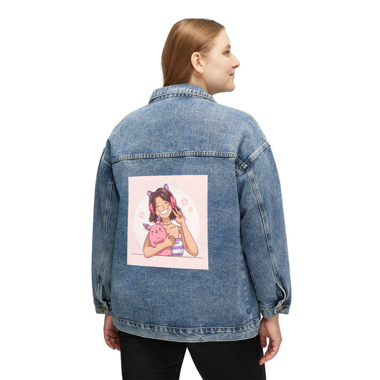 Stylish Women’s Denim Jacket with Cute Vibrant Artwork