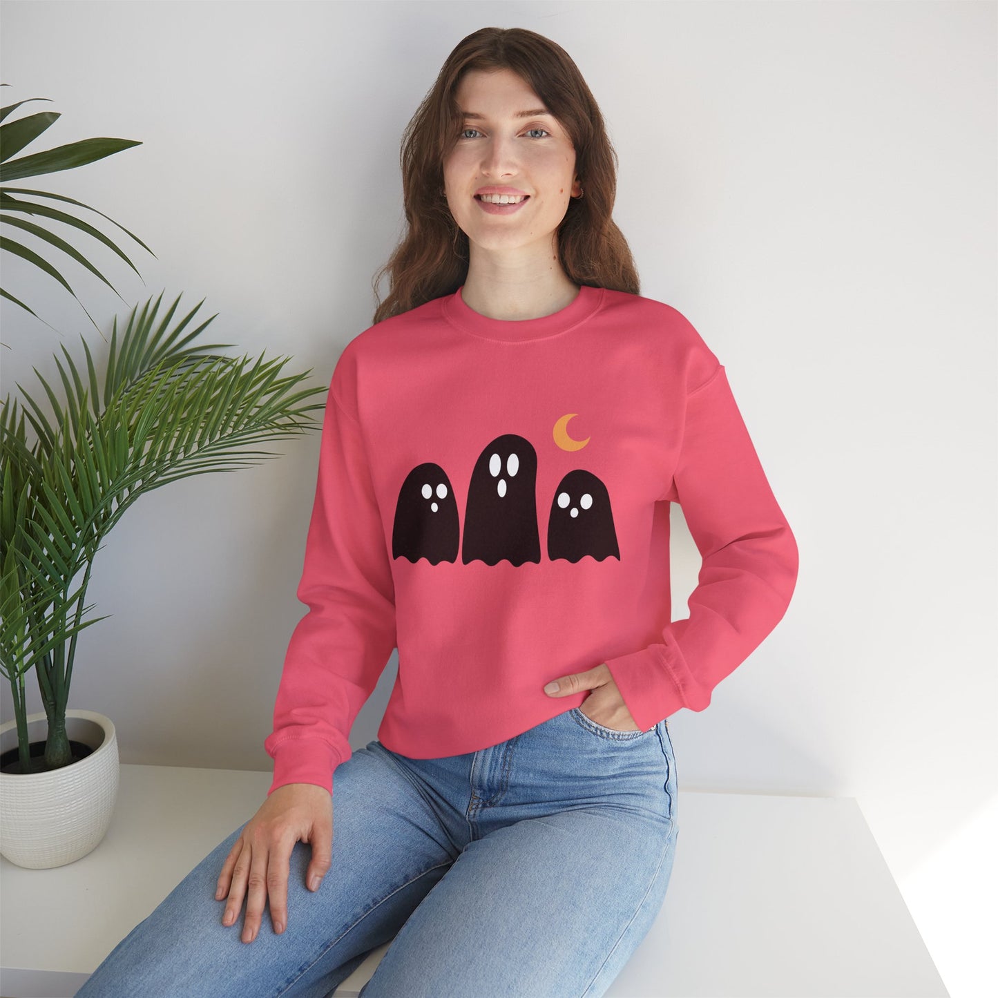 Kawaii Ghost Halloween Unisex Crewneck Sweatshirt