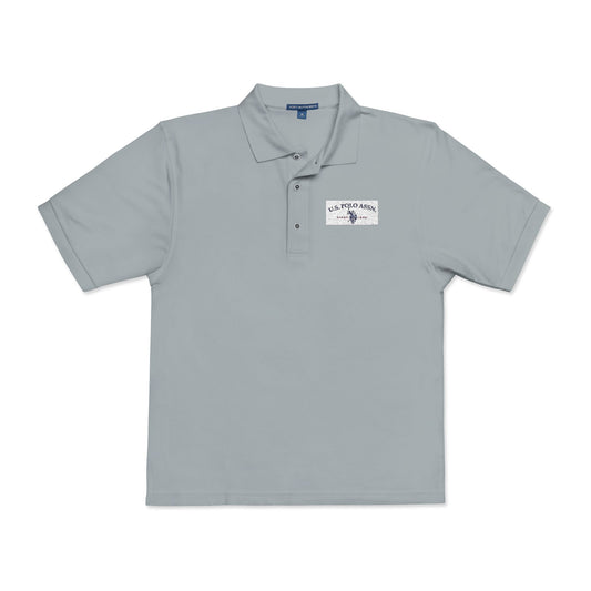 Embroidered Calm Wave Polo Shirt  Minimal Coastal Logo Golf & Casual Polo