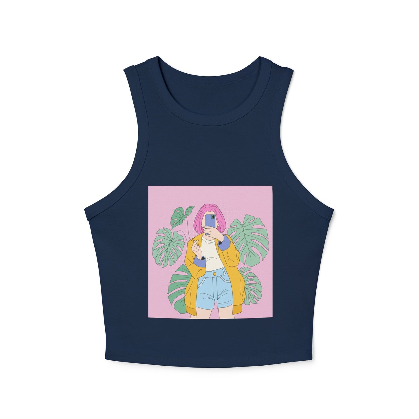 Chic Women's Crop Tank Top with Tropical Vibes, Summer Fashion, Beachwear, Casual Outing, Gift for Her