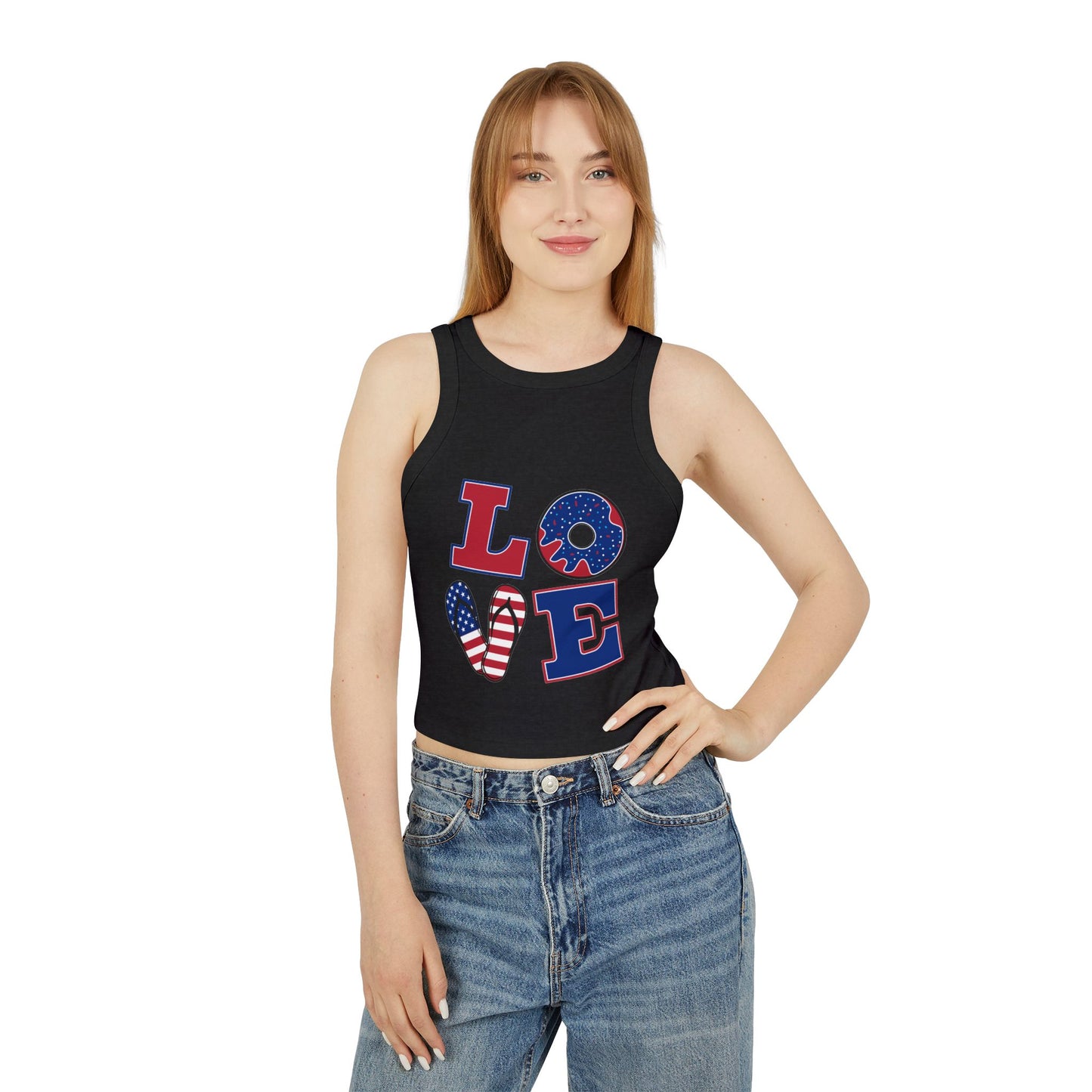 Women’s Racer Tank Top – Casual Summer Crop Top