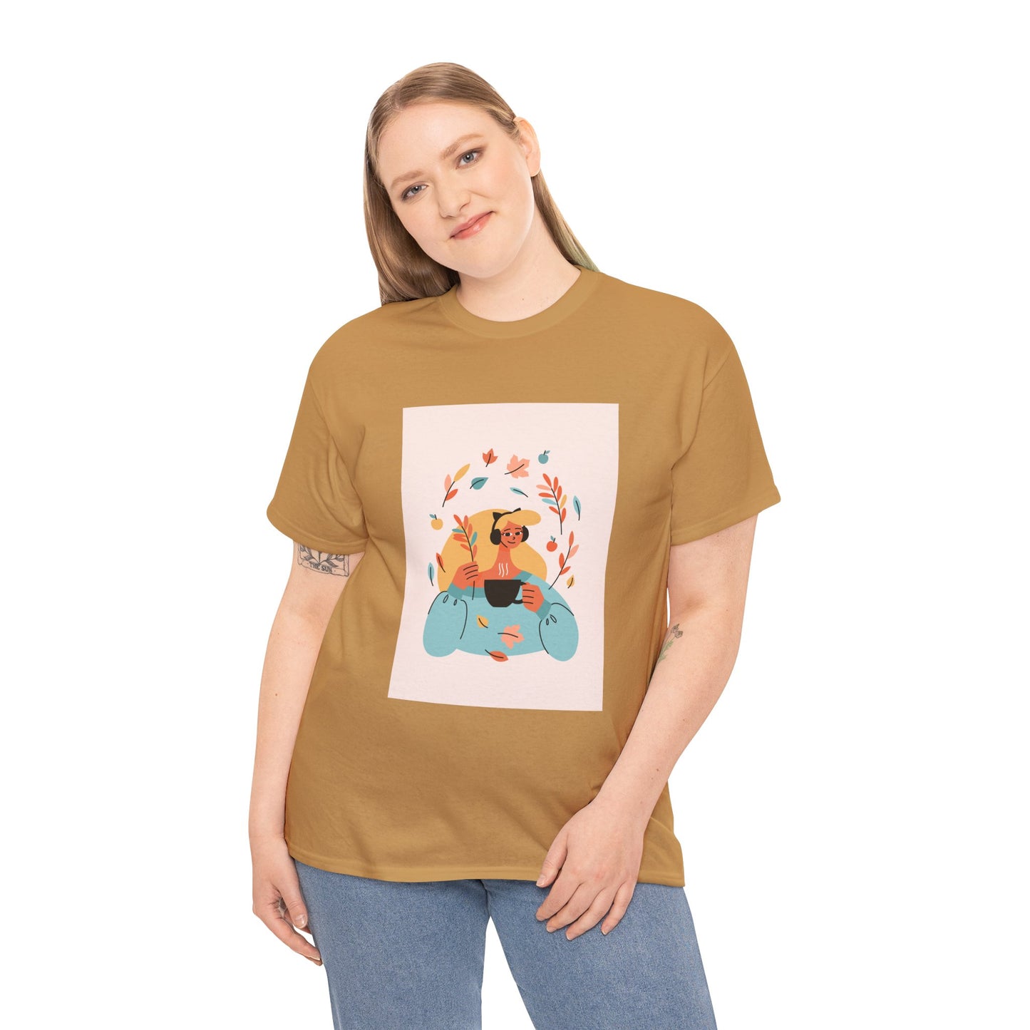 Unisex Cozy Bear Illustration Heavy Cotton T-Shirt