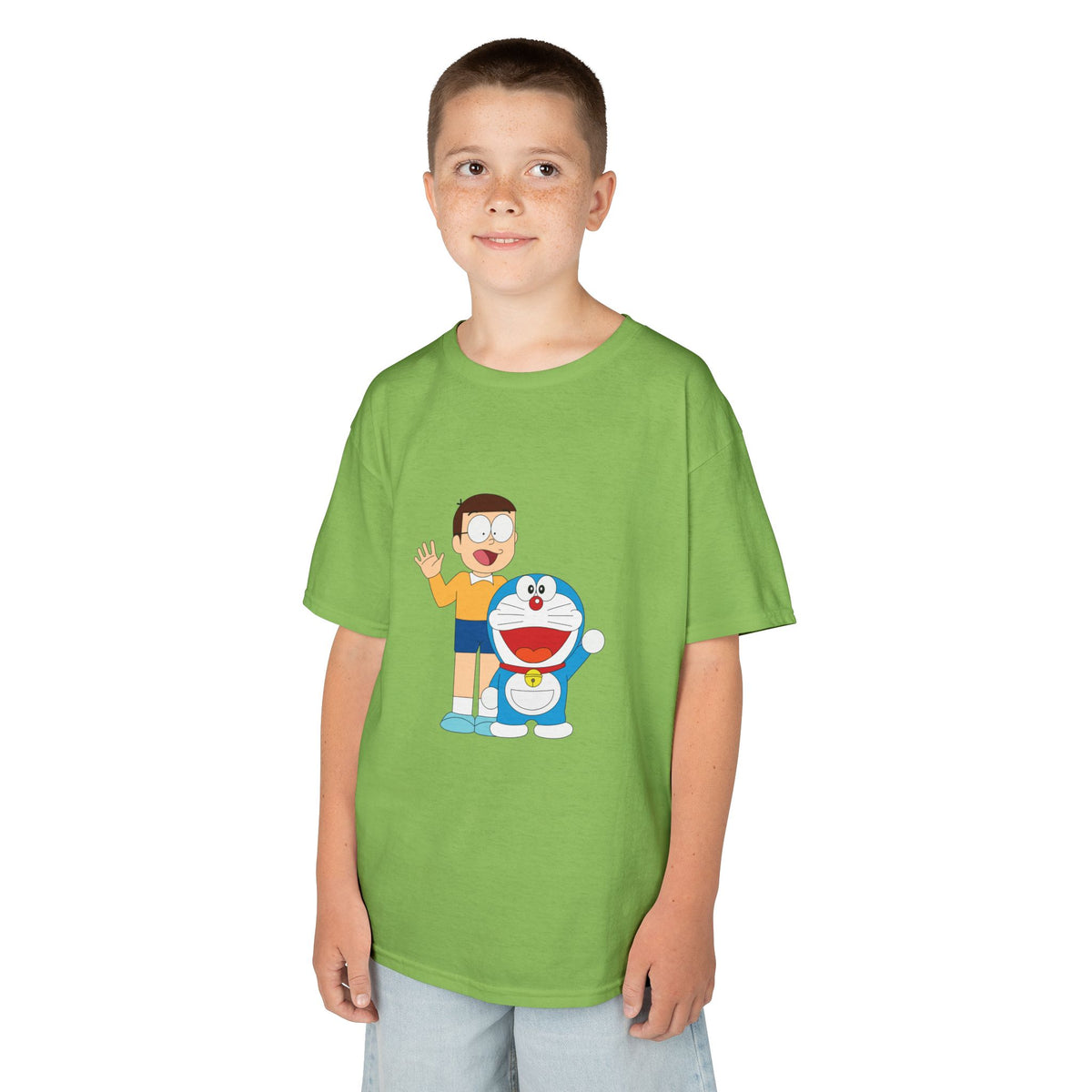 Kids Heavy Cotton Teal T-Shirt with a Graphic Design