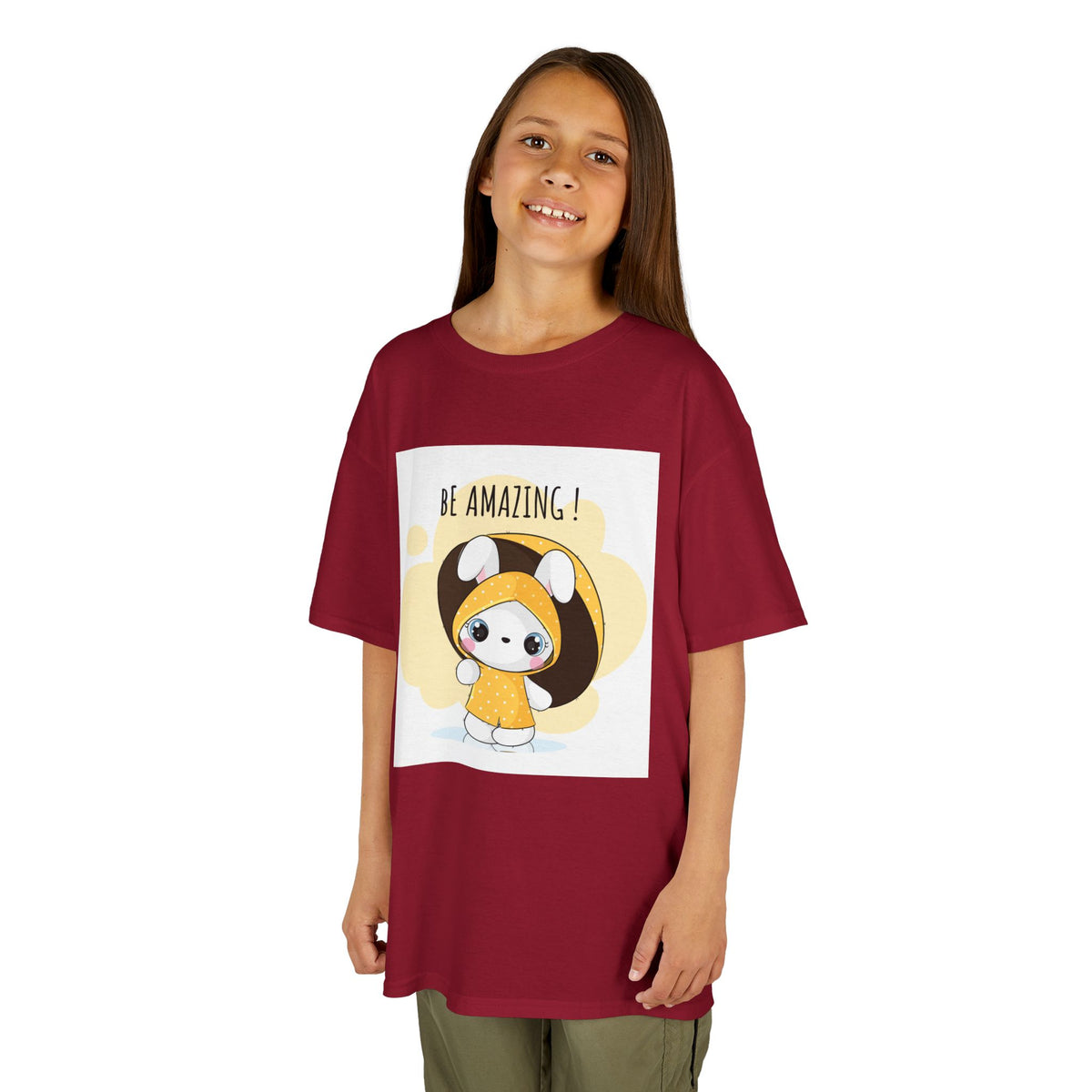 Yellow Kids Heavy Cotton t-shirt with a Cartoon Character