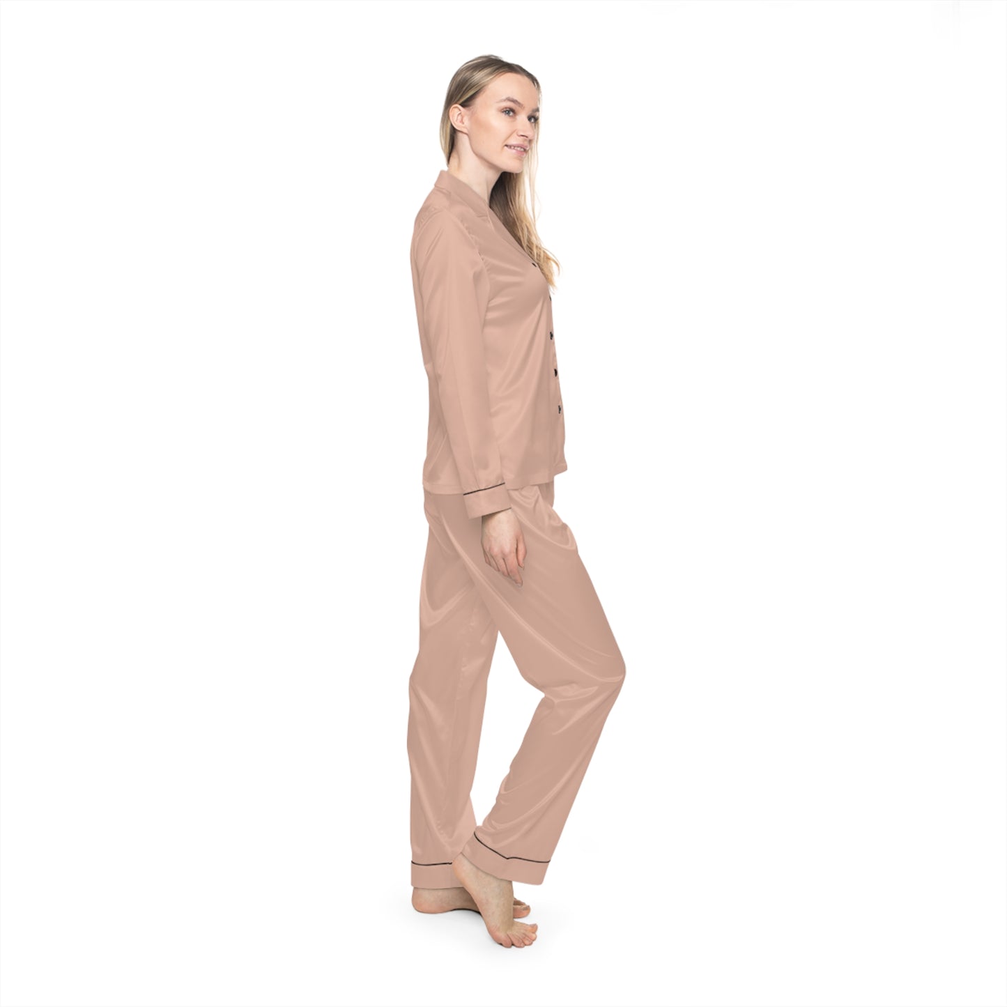 Beige Women’s Satin Pajama Set for Cozy Nightwear