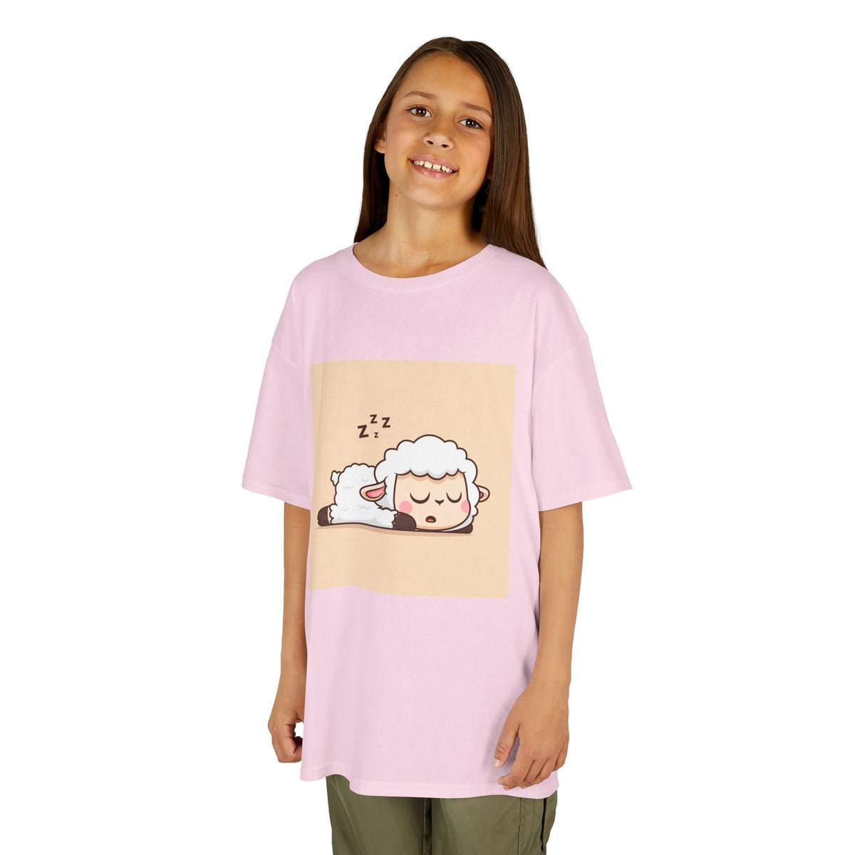 Sleeping Sheep Print Kids Heavy Cotton T-Shirt