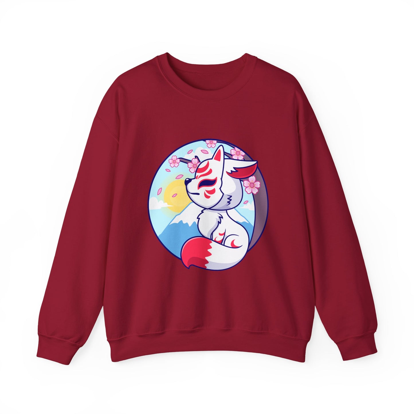 Kitsune Fox Mask Graphic Unisex Crewneck Sweatshirt