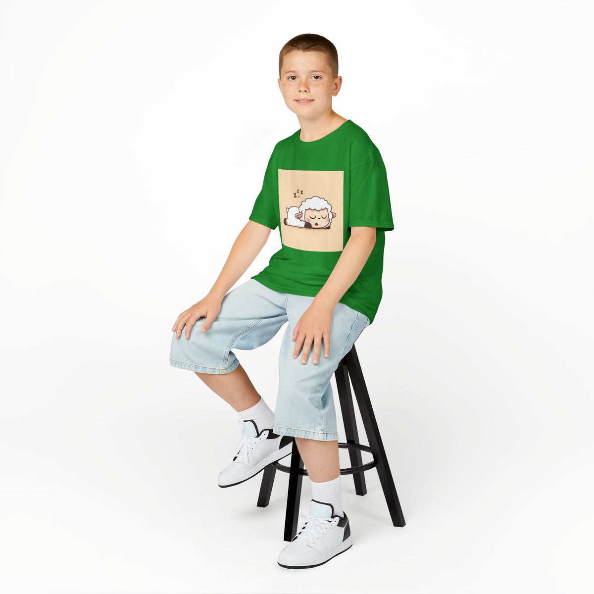 Sleeping Sheep Print Kids Heavy Cotton T-Shirt