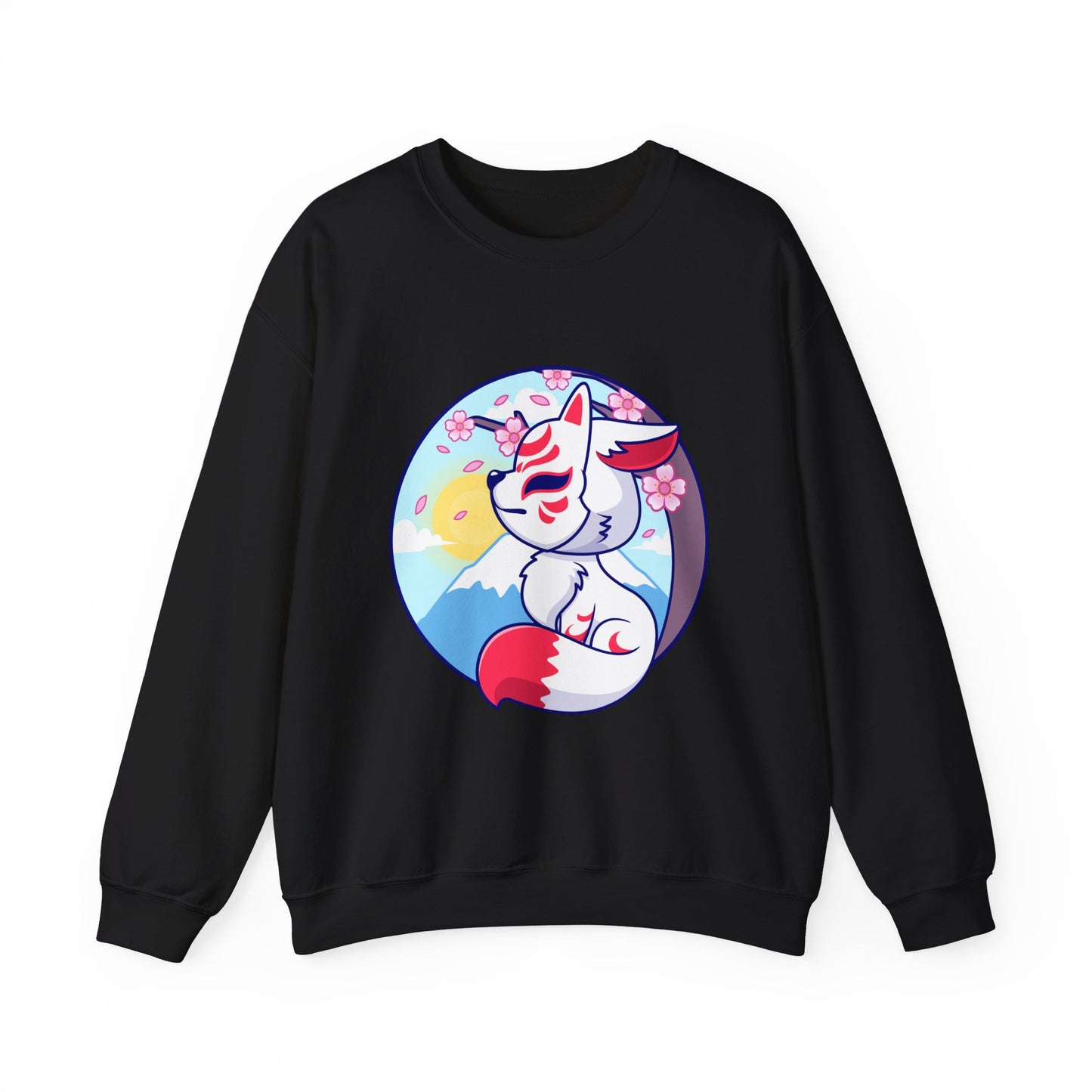Kitsune Fox Mask Graphic Unisex Crewneck Sweatshirt