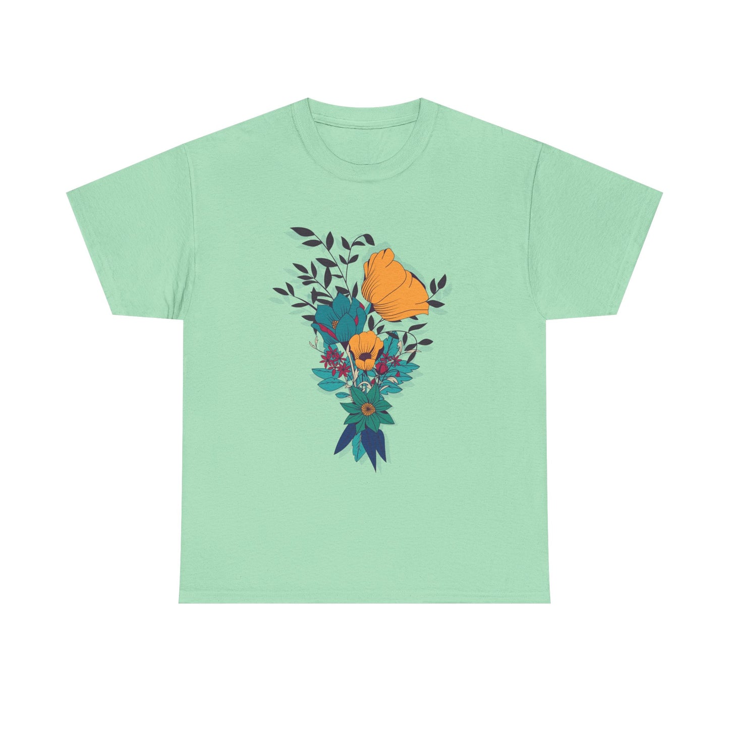 Women’s Heavy Cotton Graphic Tee Stylish Flower Print