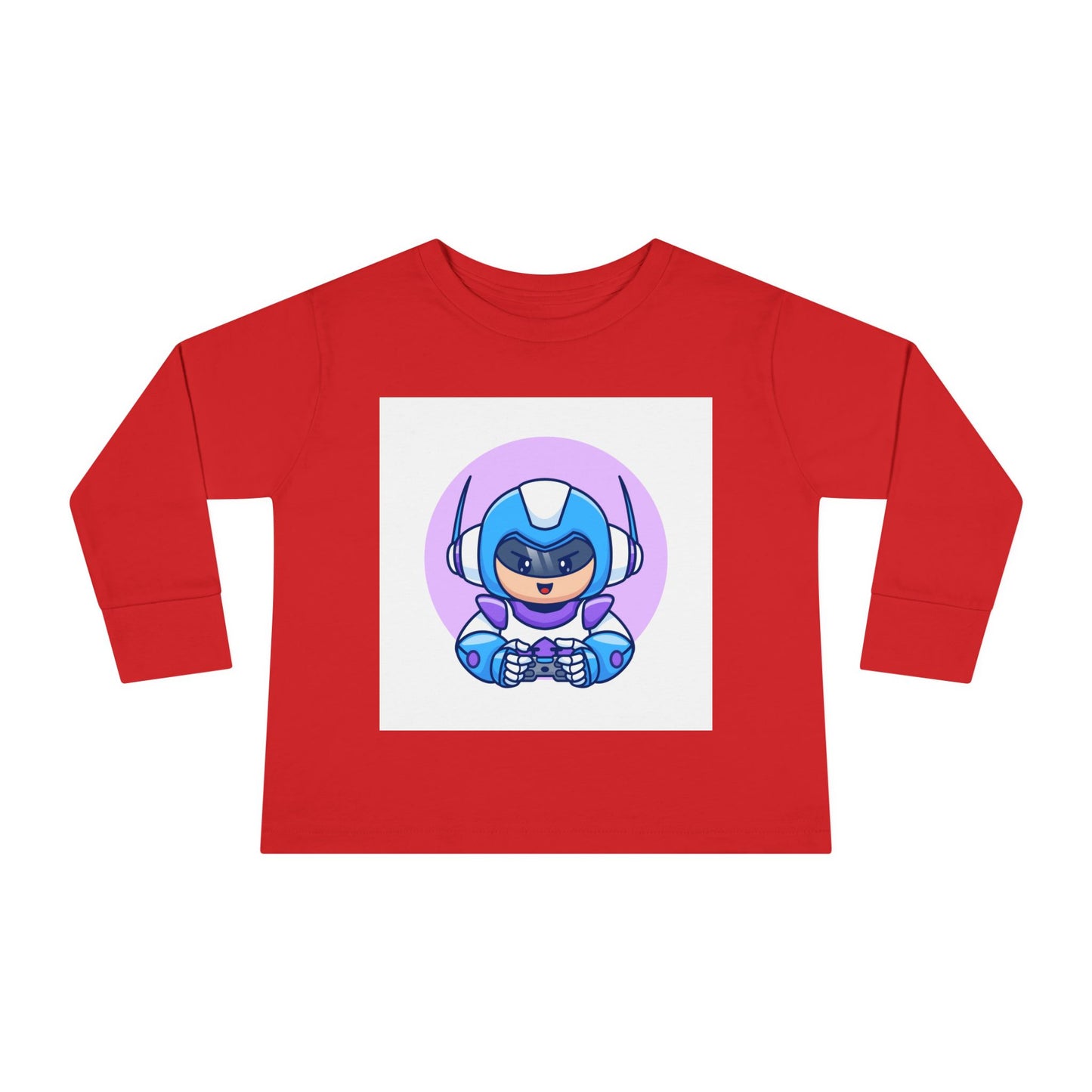 Blue Cyber Gamer Kids Tee Cartoon Robot Player Shirt
