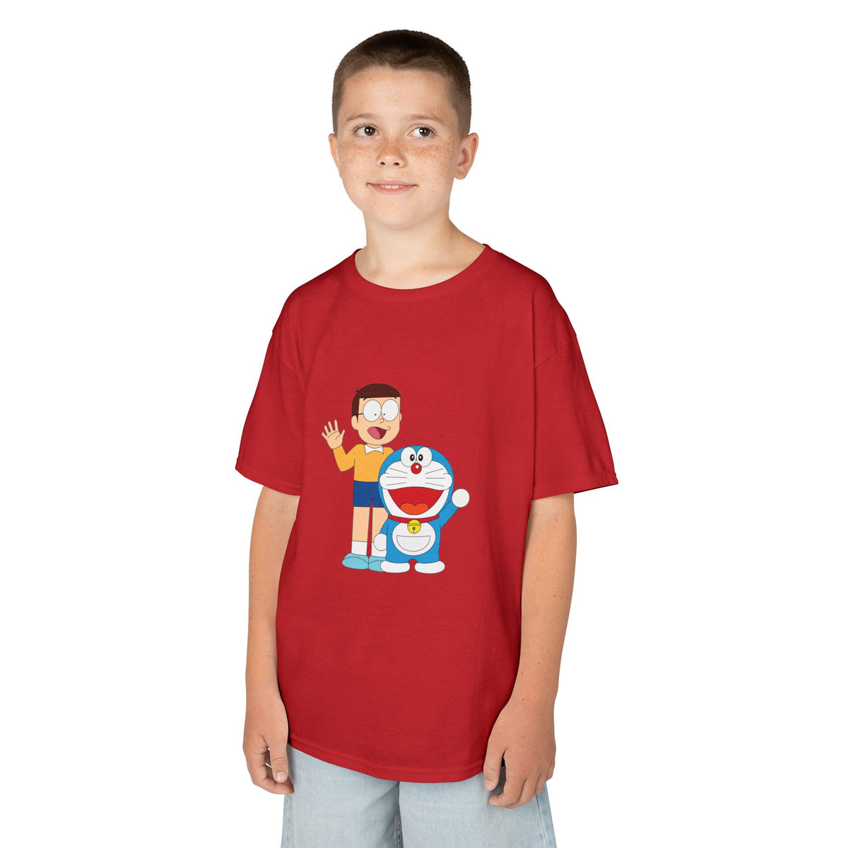 Kids Heavy Cotton Teal T-Shirt with a Graphic Design