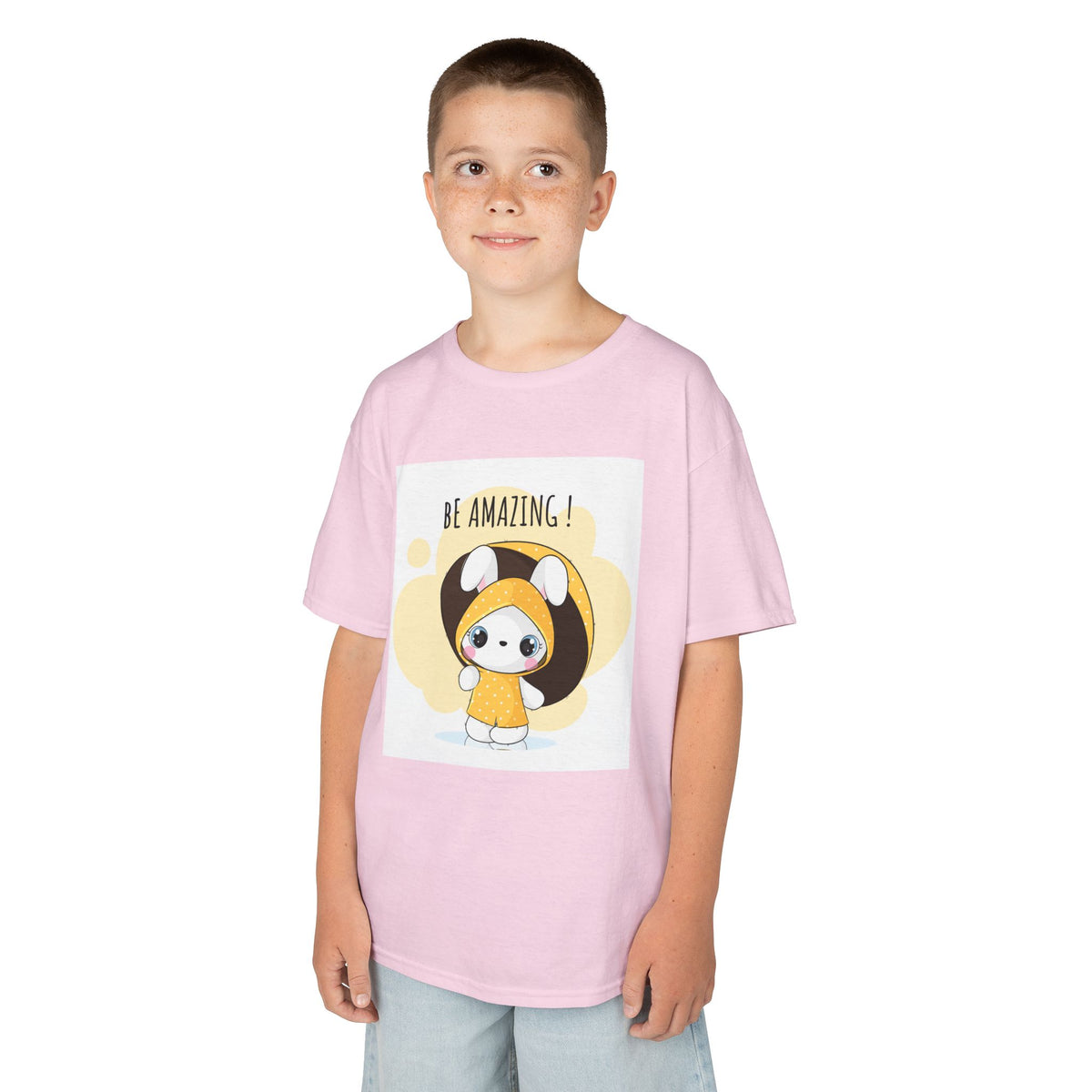Yellow Kids Heavy Cotton t-shirt with a Cartoon Character