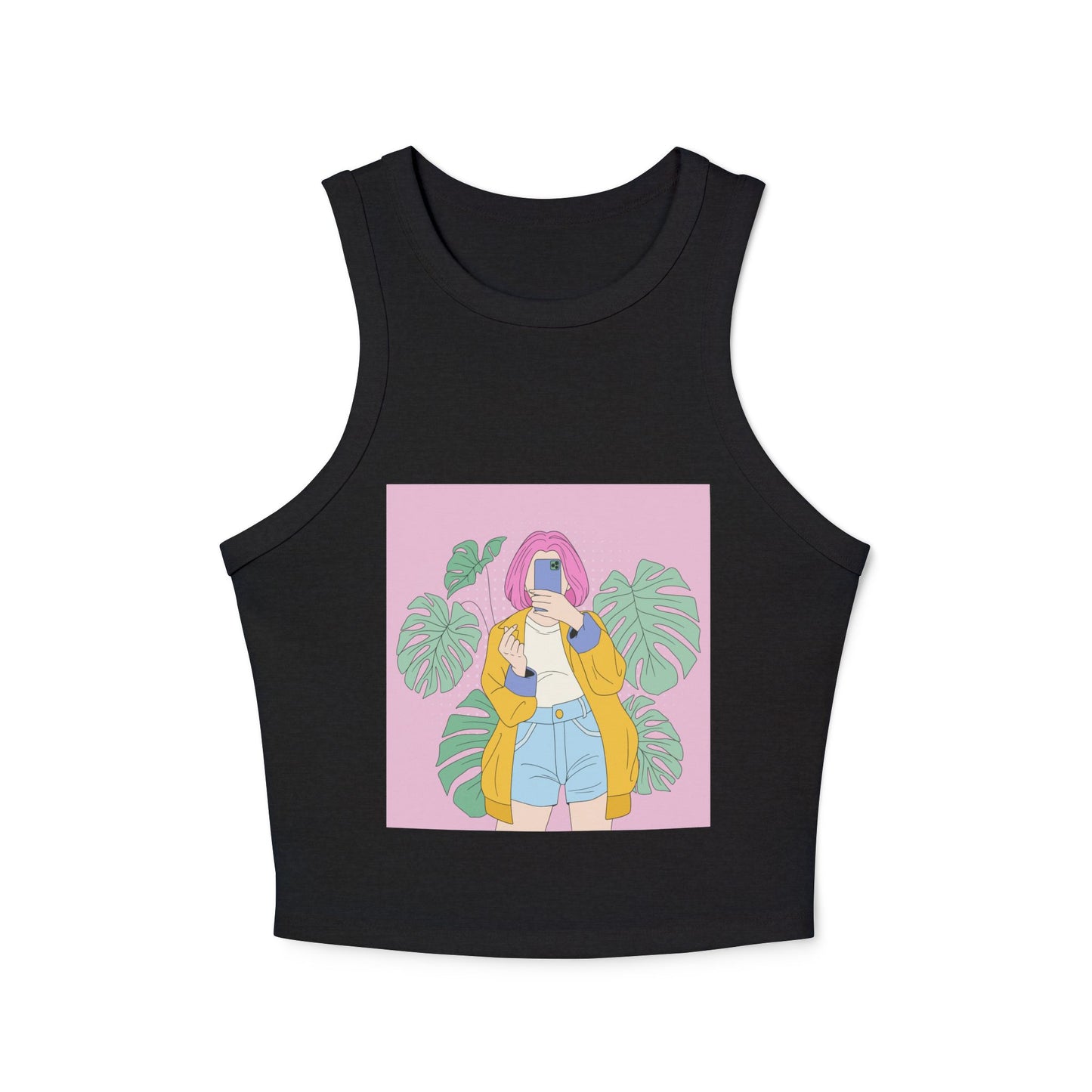 Chic Women's Crop Tank Top with Tropical Vibes, Summer Fashion, Beachwear, Casual Outing, Gift for Her