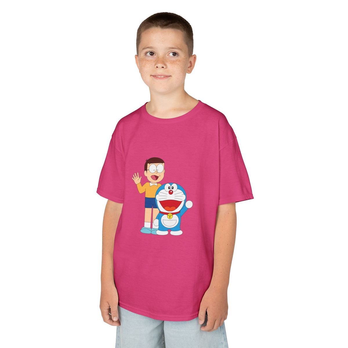 Kids Heavy Cotton Teal T-Shirt with a Graphic Design