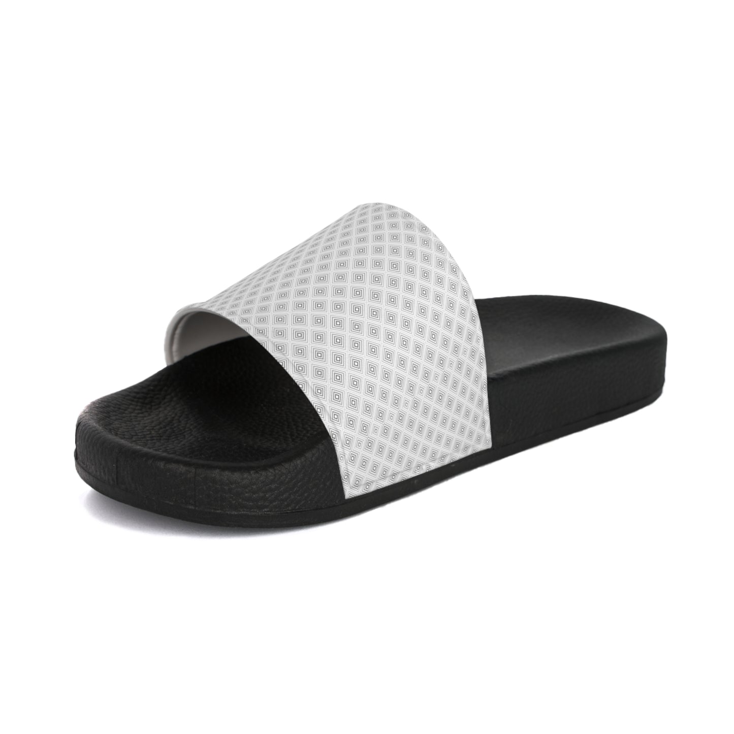 Women's Minimalist White Strap Slide Sandals with Black Textured Sole