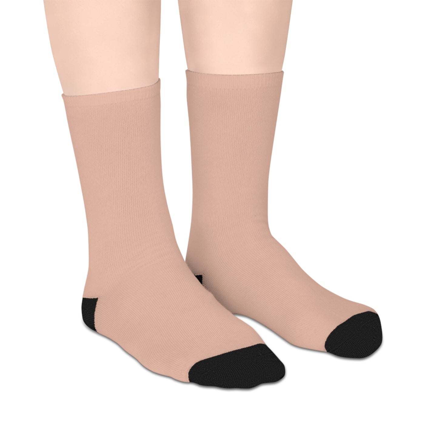 Mid-length Beige Socks with Black Toes