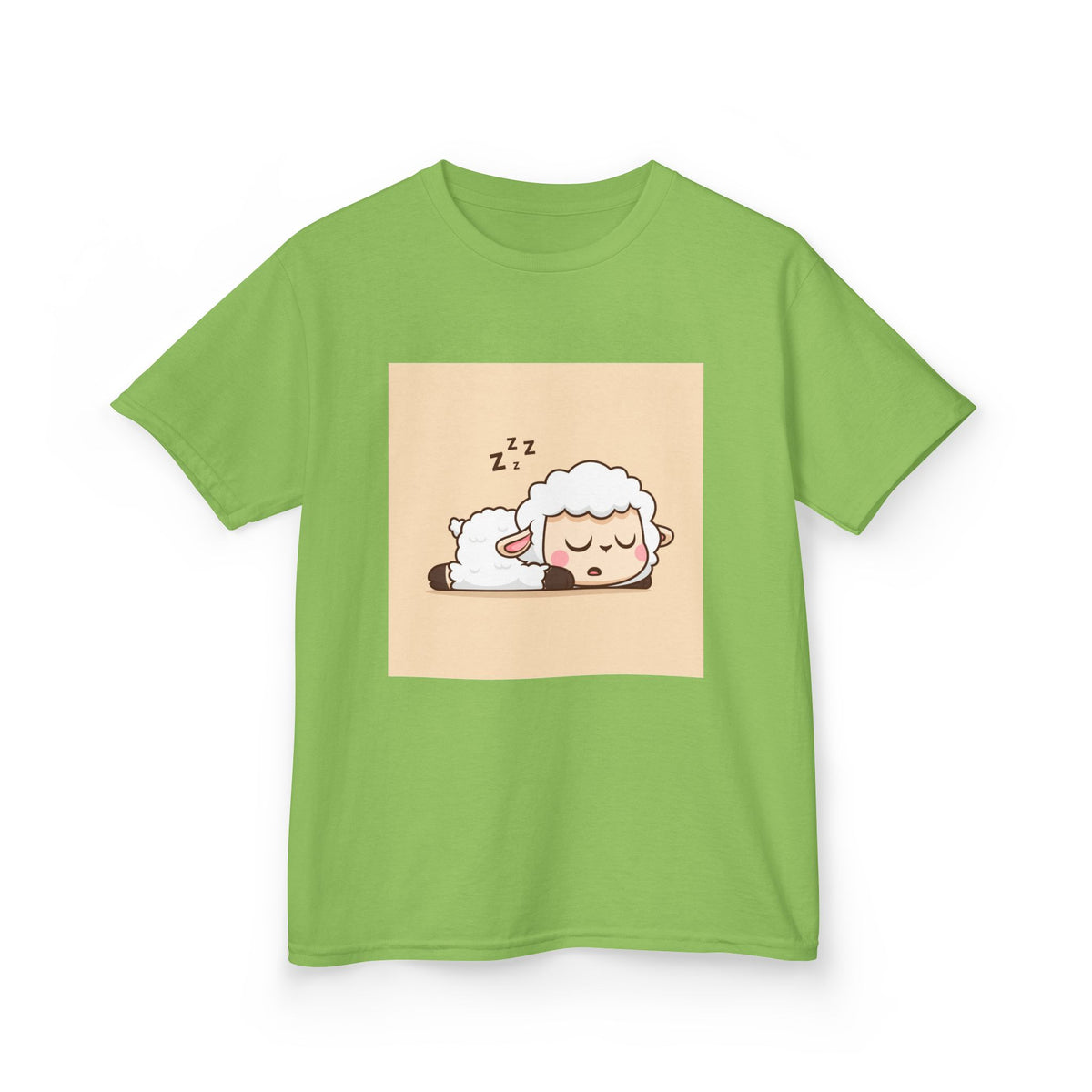 Sleeping Sheep Print Kids Heavy Cotton T-Shirt