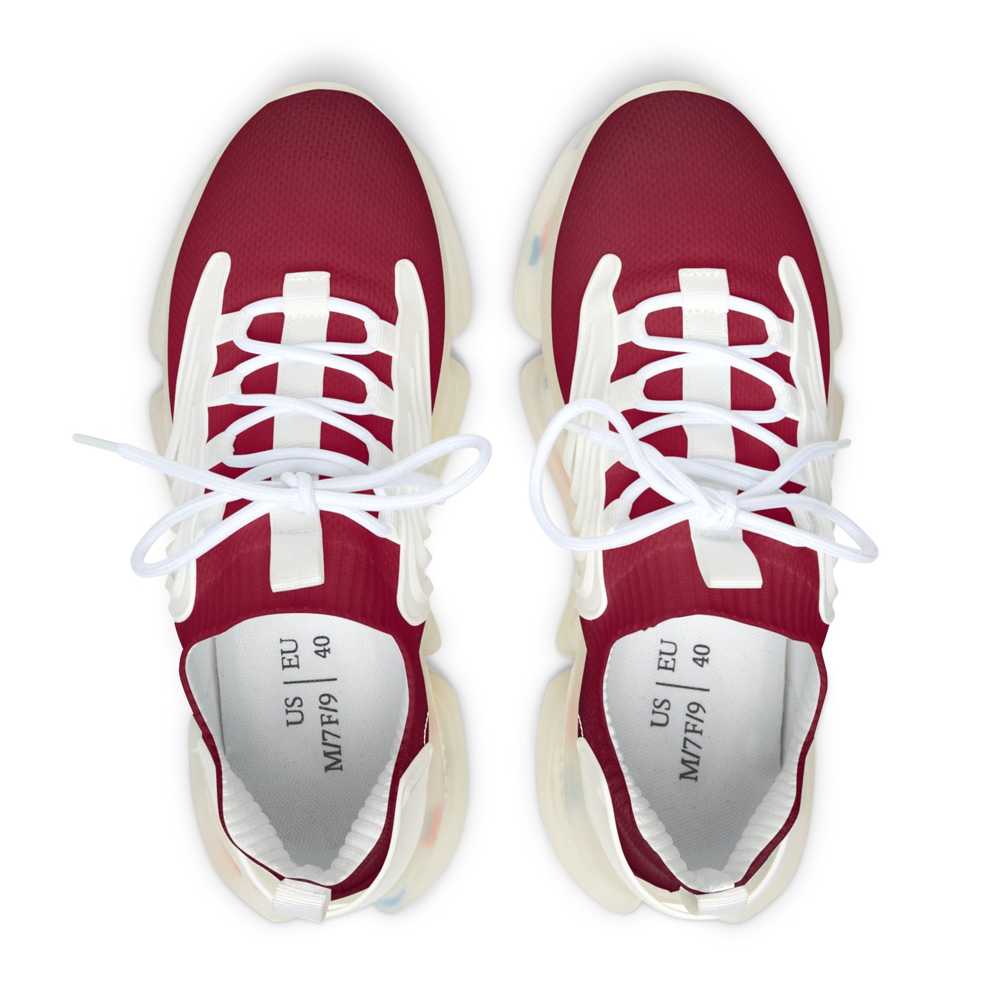 Women's Red Mesh Sneakers with Colorful Sole