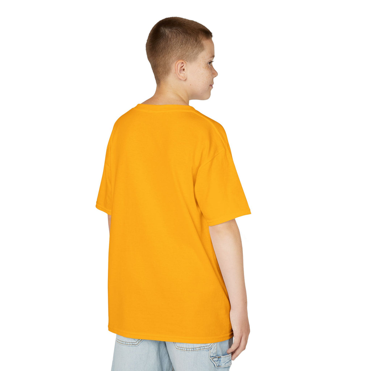 Kids Heavy Cotton Teal T-Shirt with a Graphic Design