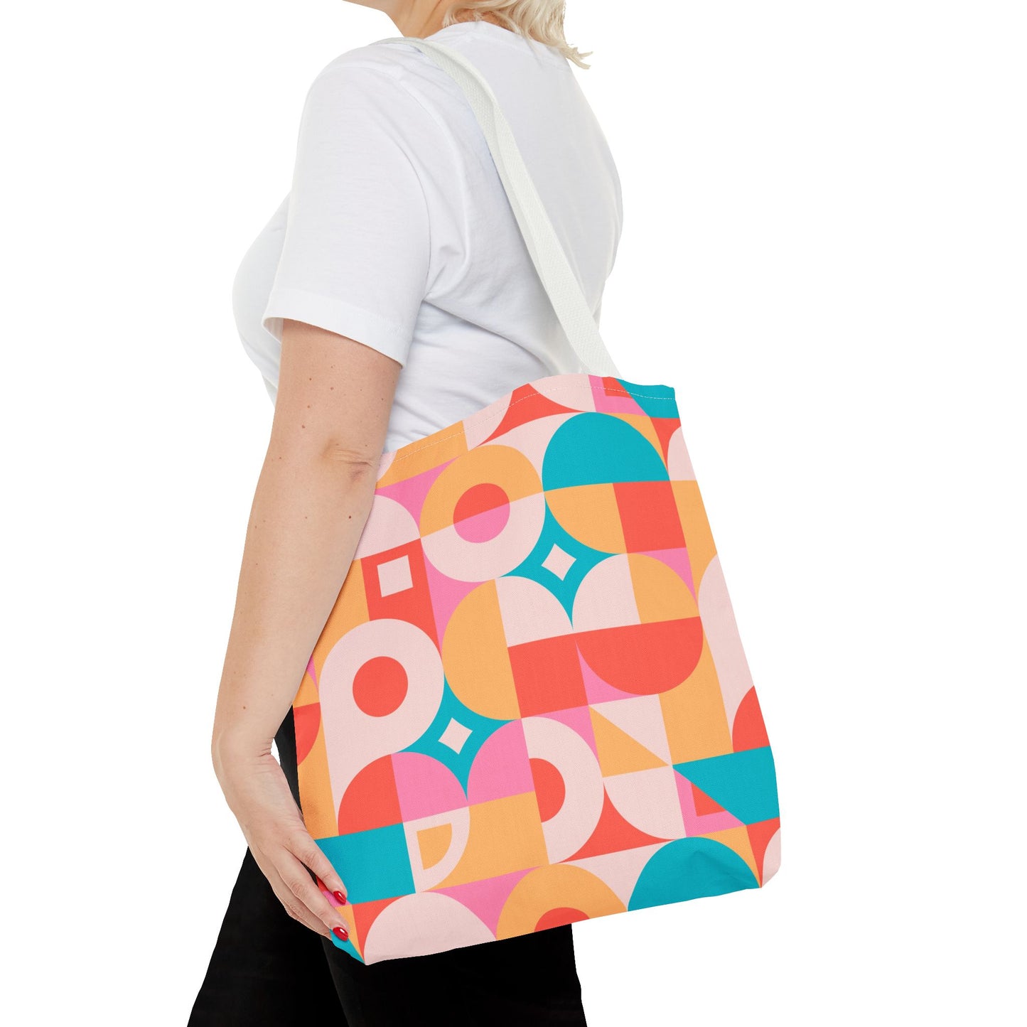 Colorful Geometric Shopping Bag – Trendy Reusable Canvas Tote