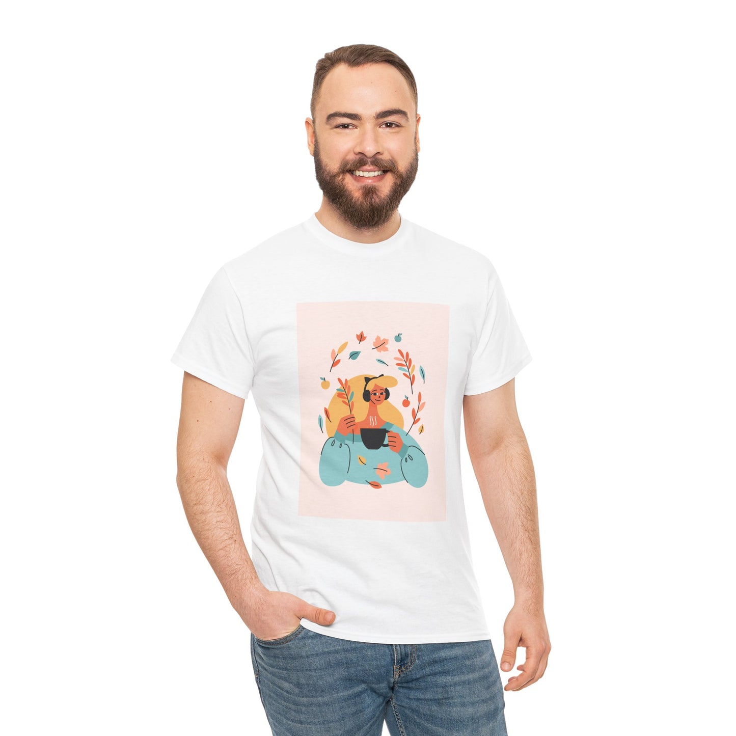 Unisex Cozy Bear Illustration Heavy Cotton T-Shirt