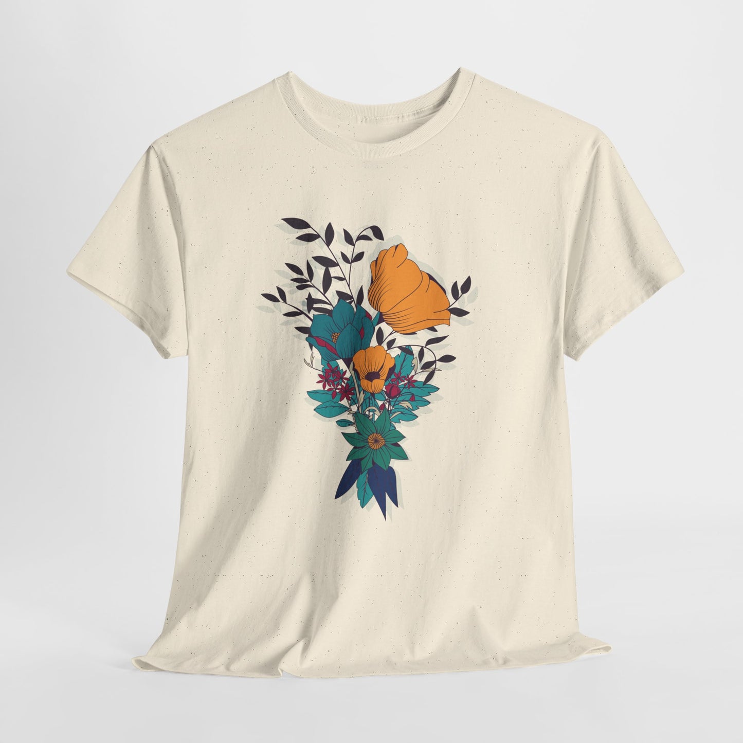 Women’s Heavy Cotton Graphic Tee Stylish Flower Print