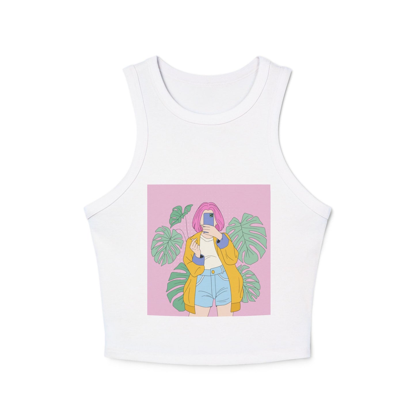 Chic Women's Crop Tank Top with Tropical Vibes, Summer Fashion, Beachwear, Casual Outing, Gift for Her