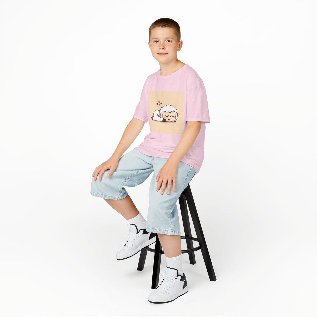 Sleeping Sheep Print Kids Heavy Cotton T-Shirt