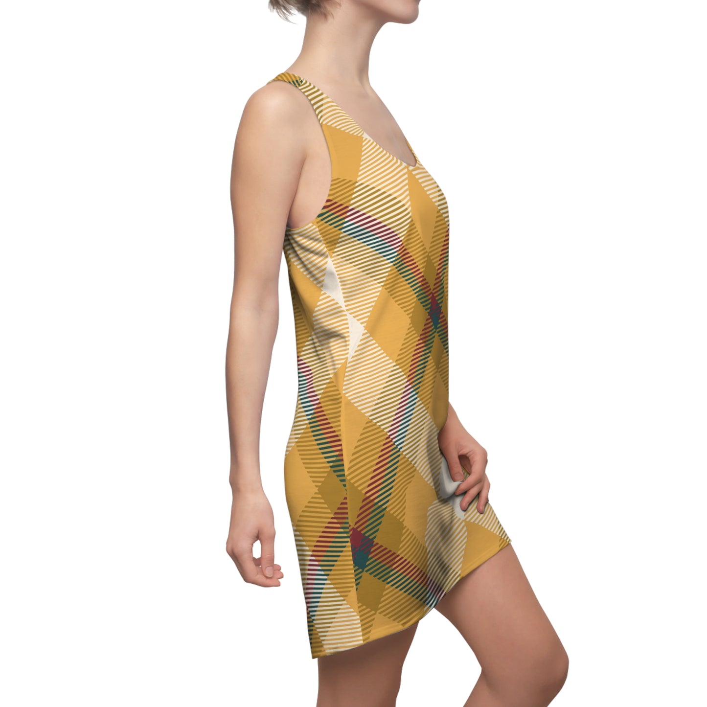 Trendy Plaid Racerback Dress – Casual Summer Dress, Athletic & Outdoor Party Wear