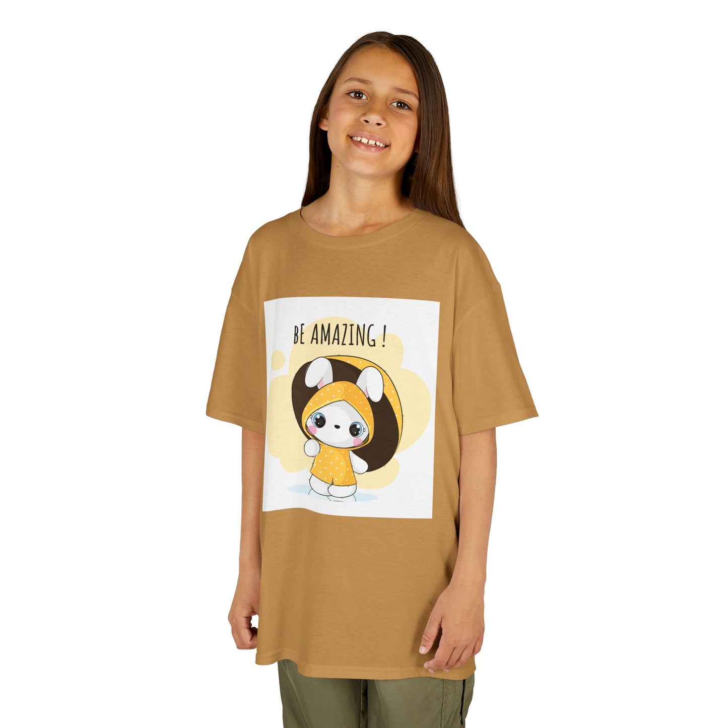 Yellow Kids Heavy Cotton t-shirt with a Cartoon Character