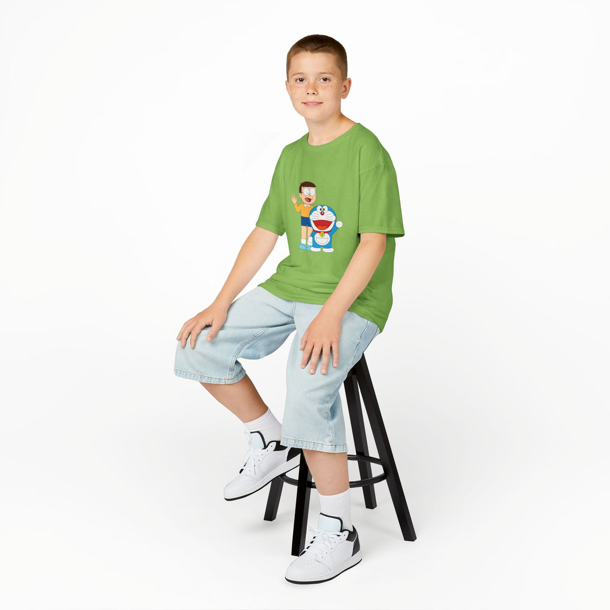 Kids Heavy Cotton Teal T-Shirt with a Graphic Design