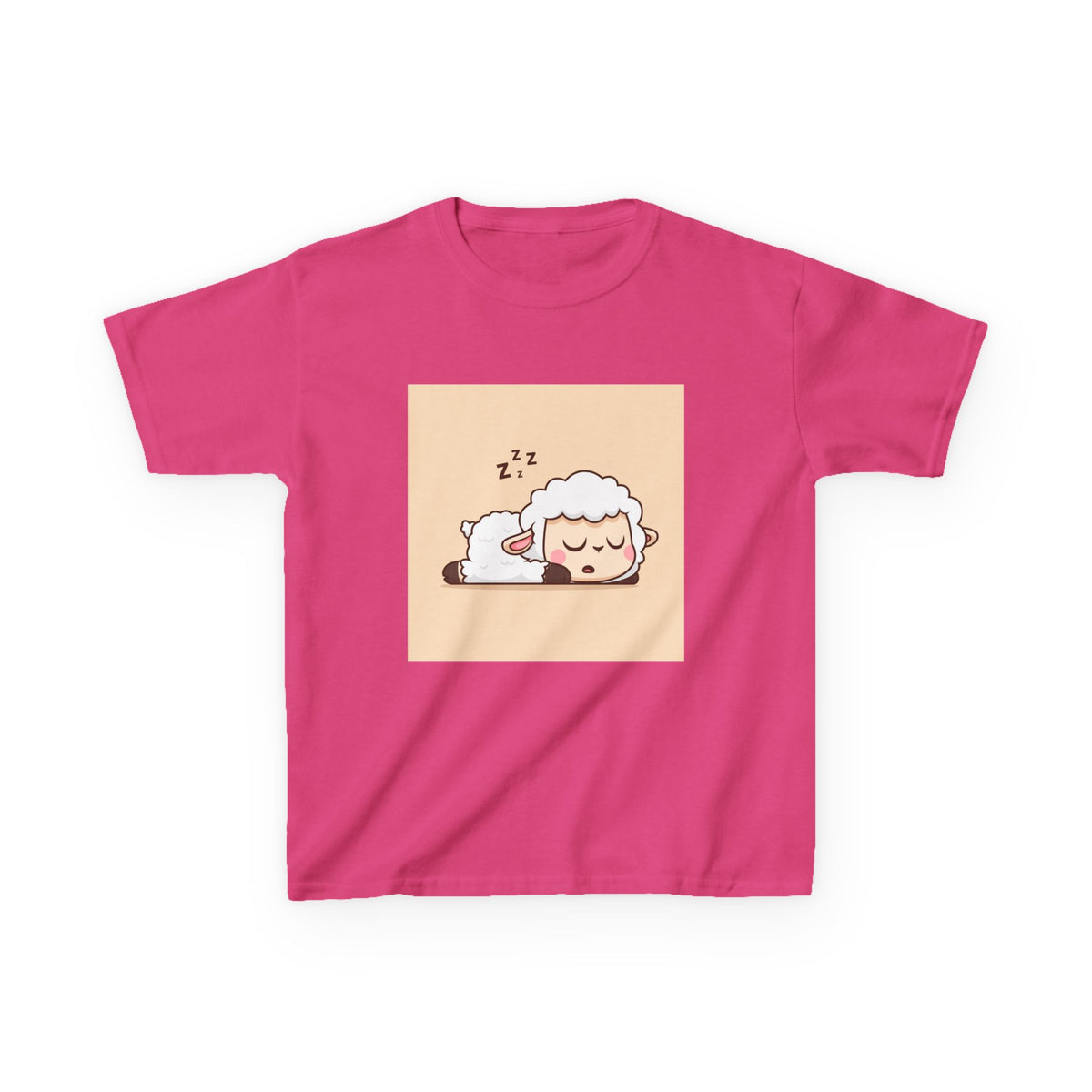 Sleeping Sheep Print Kids Heavy Cotton T-Shirt