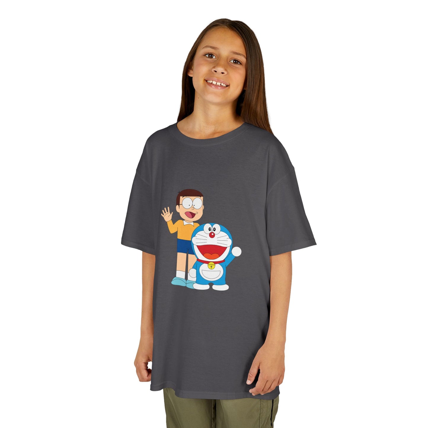 Kids Heavy Cotton Teal T-Shirt with a Graphic Design