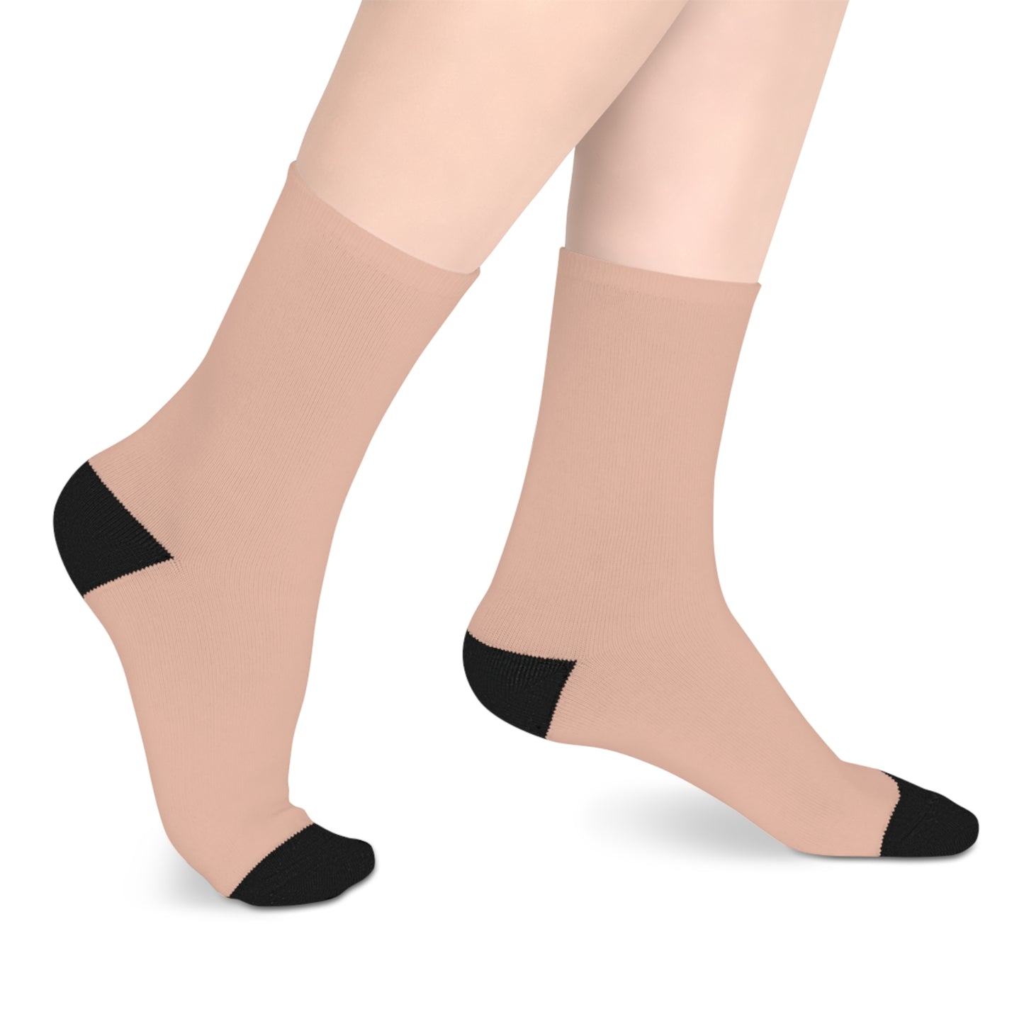 Mid-length Beige Socks with Black Toes