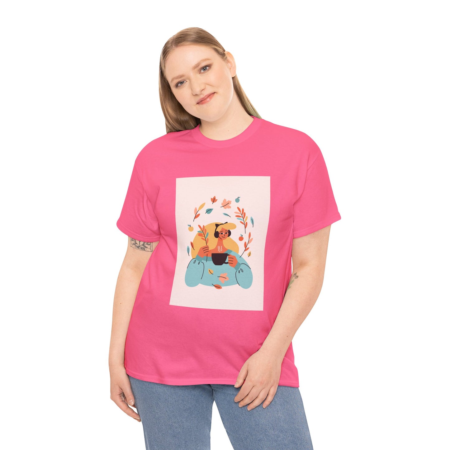 Unisex Cozy Bear Illustration Heavy Cotton T-Shirt