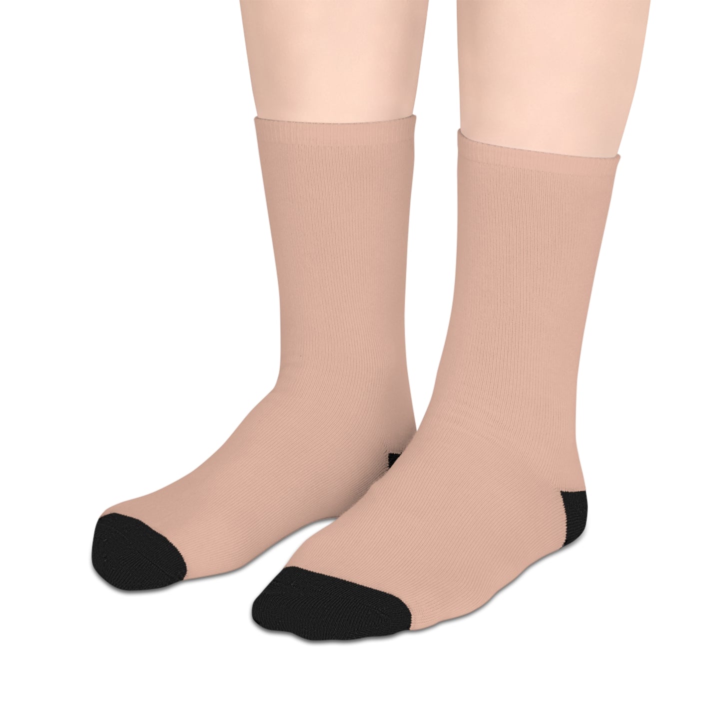Mid-length Beige Socks with Black Toes