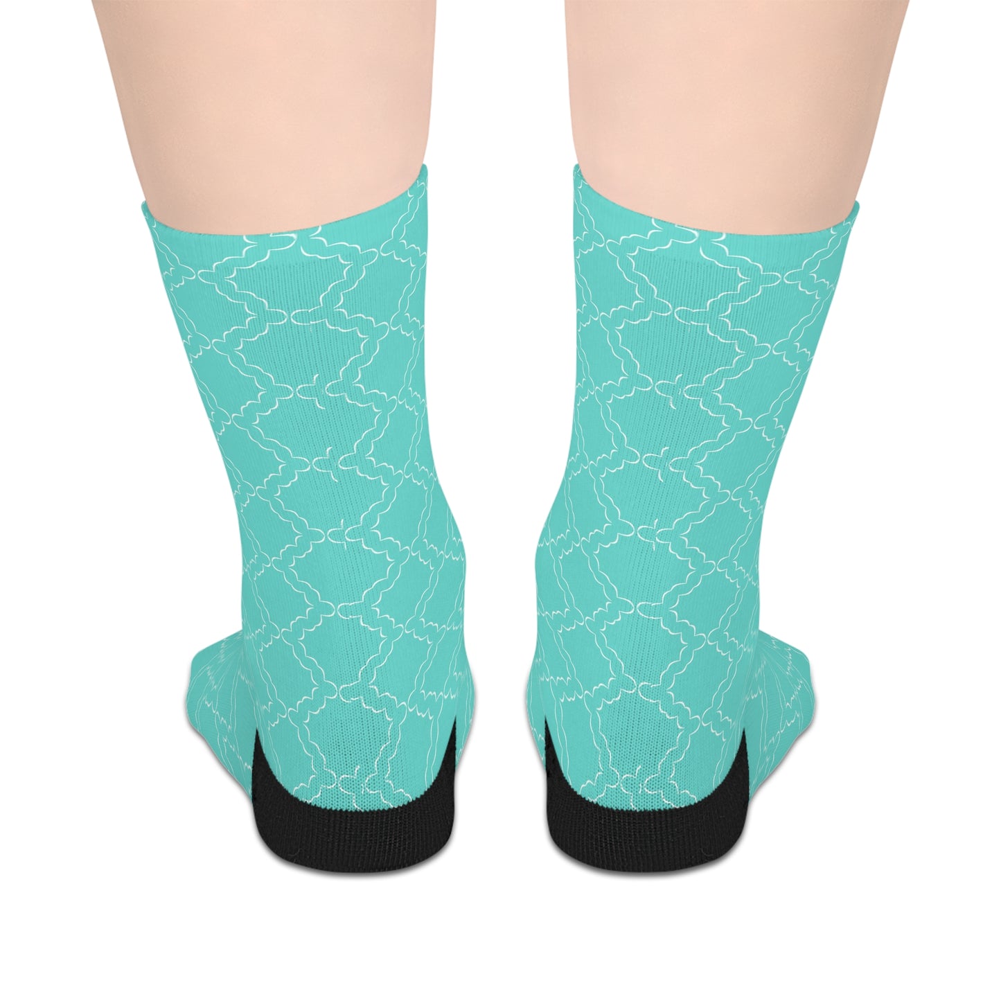 Mid-length Teal Socks with Black Accents