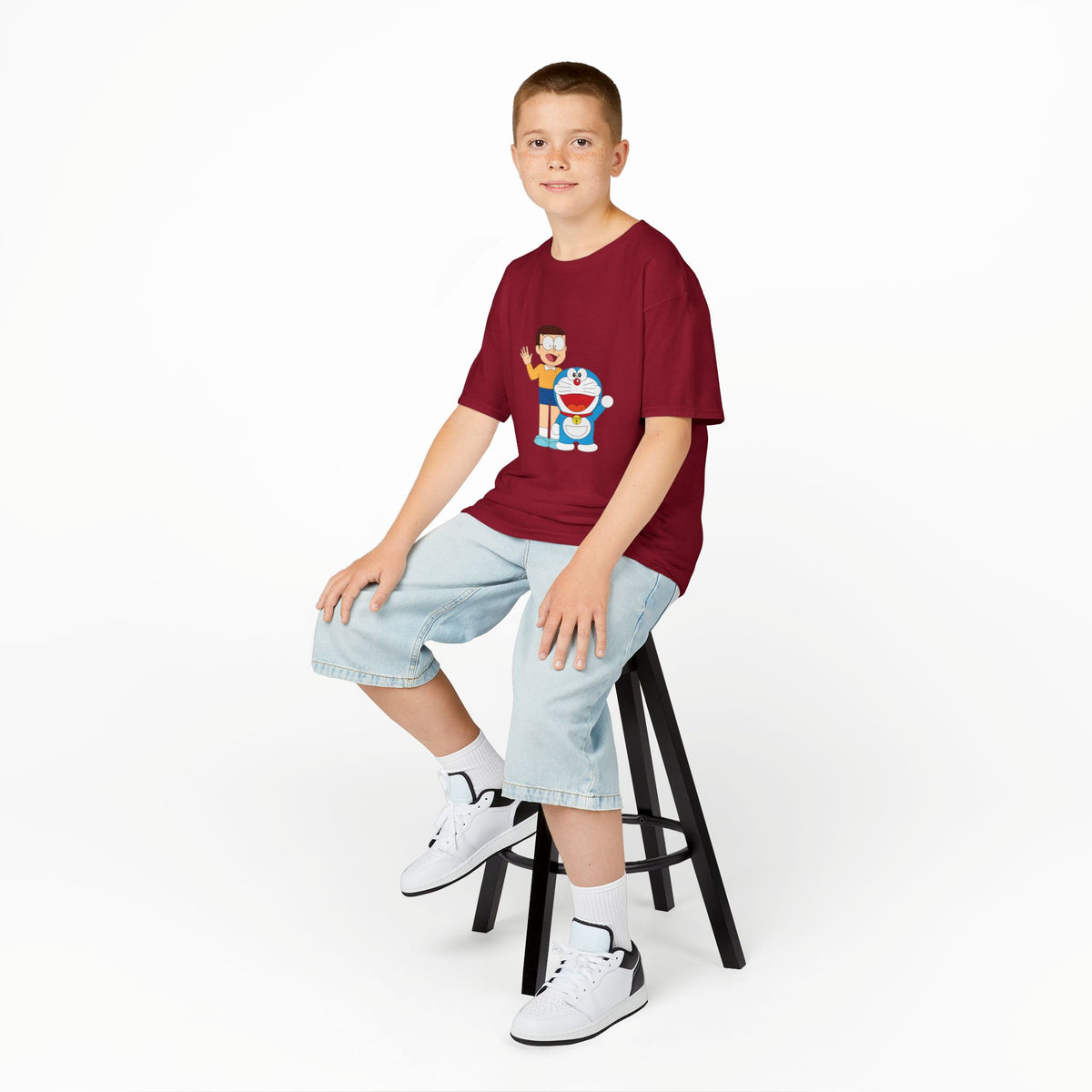 Kids Heavy Cotton Teal T-Shirt with a Graphic Design