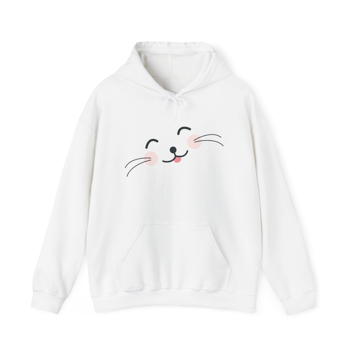 Pink Cozy Unisex Hoodie with Adorable Face Print